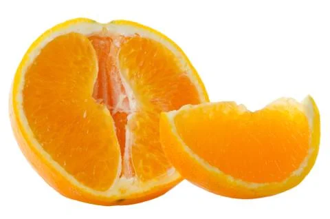 Orange fruit segment and mint leaf Stock Photos