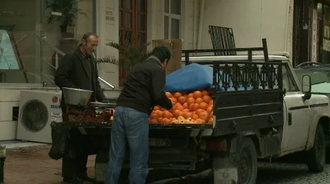 Orange fruit seller  Stock Footage 596441