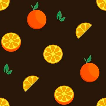 Orange fruit set seamless bright art vector pattern Stock Illustration