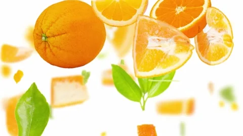Orange fruit Slice and Leaf Stream Video stock 177323691