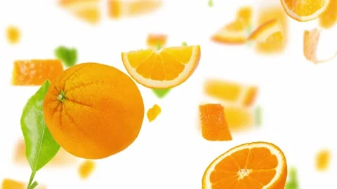 Orange fruit Slice and Leaf Stream Video stock 181046997