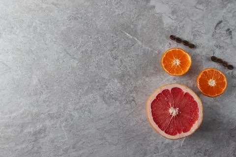 Orange with fruit slice circle Stock Photos