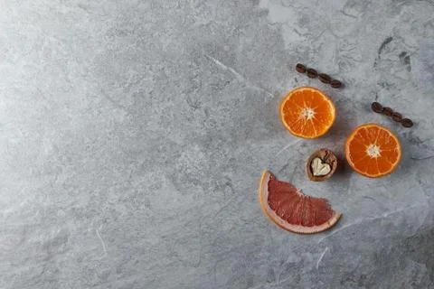 Orange with fruit slice circle Stock Photos