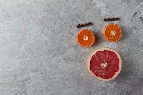 Orange with fruit slice circle Stock Photos