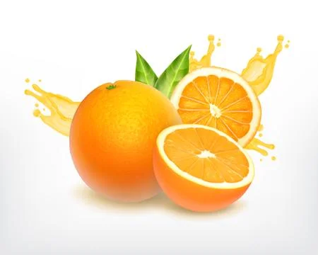 Orange fruit with slice Stock Illustration