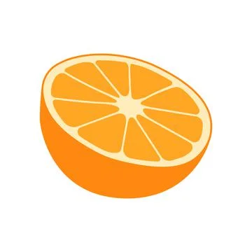 Orange fruit slice. Illustration in flat style isolated on white. Piece of Illustrazione stock