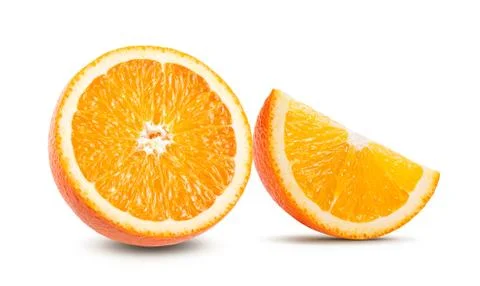 Orange fruit slice isolate on white Stock Photos