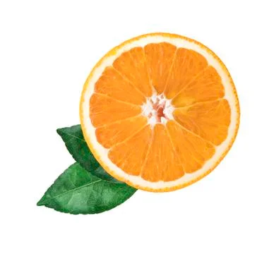Orange fruit slice isolated on white background Fotos de archivo