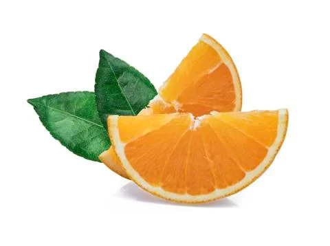 Orange fruit slice isolated on white background Foto stock