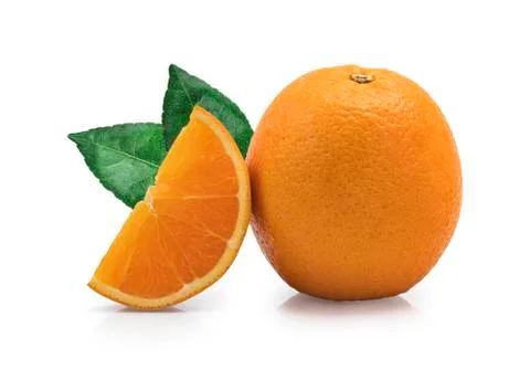 Orange fruit slice isolated on white background Foto stock