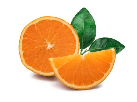 Orange fruit slice isolated on white background Fotos de archivo