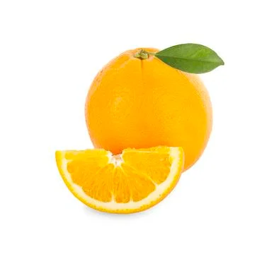 Orange fruit slice an isolated on white background Foto stock