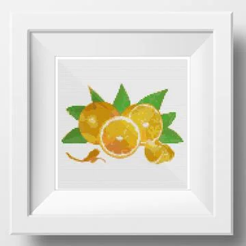 Orange fruit slice with leaf on white background 스톡 일러스트