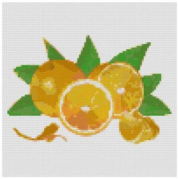 Orange fruit slice with leaf on white background 스톡 일러스트
