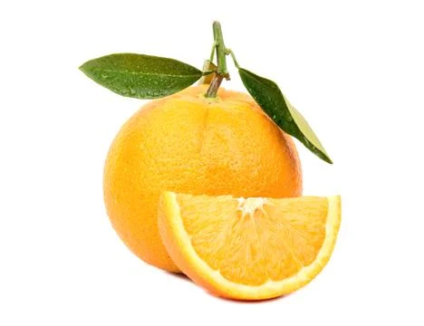 Orange fruit with slice Stock Photos