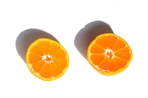 Orange fruit slice  top view isolated on white background Stock Photos