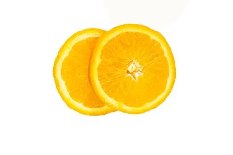 Orange fruit slice on white background. Stock Photos