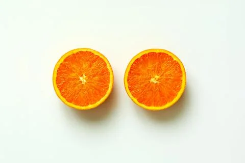 Orange fruit sliced in half isolate on white background Stock Photos