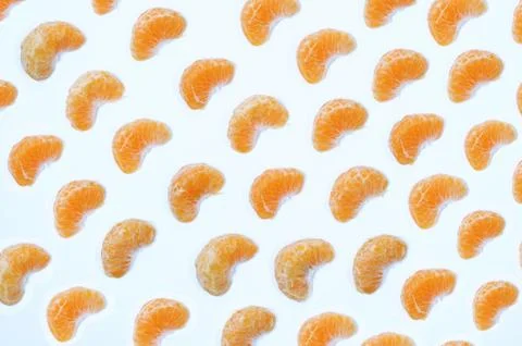 Orange fruit slices pattern, flat lay food texture Stock Photos