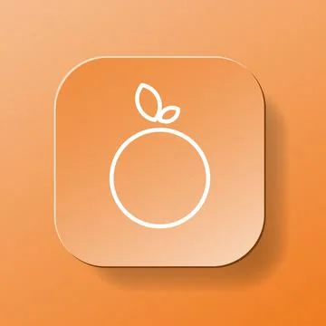 Orange fruit square button, white outline icon on the orange color plate Stock Illustration