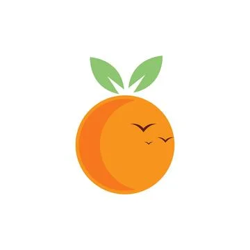 Orange fruit as sunset with birds logo design vector graphic symbol icon si.. Illustration