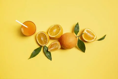 Orange fruit top view Stock Photos