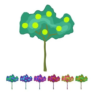 Orange fruit tree growing citrus cartoon graphic Stock Illustration