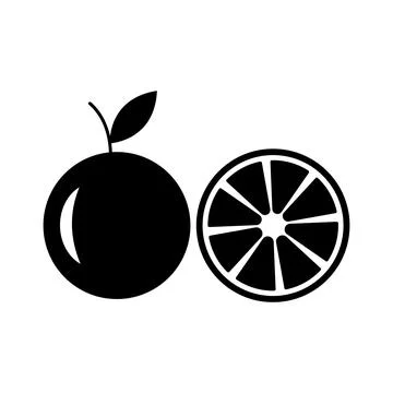 Orange fruit vector icon in black. Citrus. EPS 10. Slice illustration on white Stock Illustration