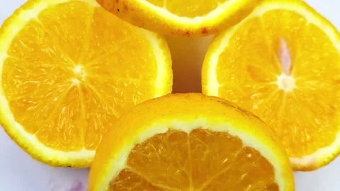 Orange Fruit, Vibrant Orange Close-Up, Macro Orange Fruit Videography Video stock 293088373
