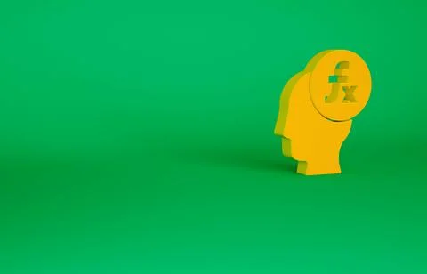 Orange Function mathematical symbol icon isolated on green background. Minima Stock Illustration