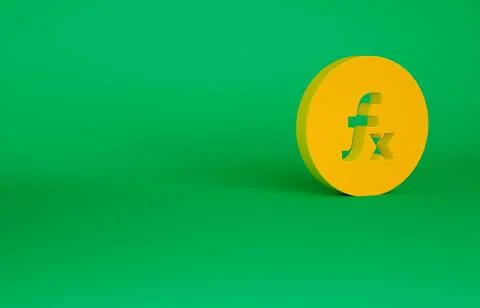 Orange Function mathematical symbol icon isolated on green background. Minima Stock Illustration