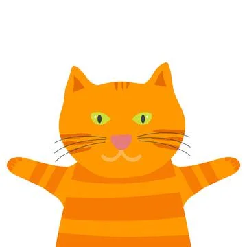 Orange funny cat spread its paws to the sides. Stock Illustration