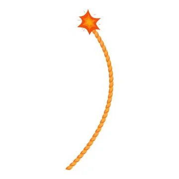 Orange fuse burning with star shape on fire spreading fast Illustrazione stock