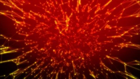 Orange futuristic data background with connected dots and lines 스톡 일러스트