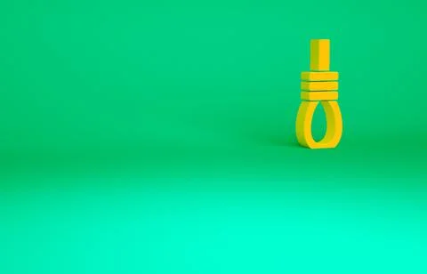 Orange Gallows rope loop hanging icon isolated on green background. Rope tied Stock Illustration