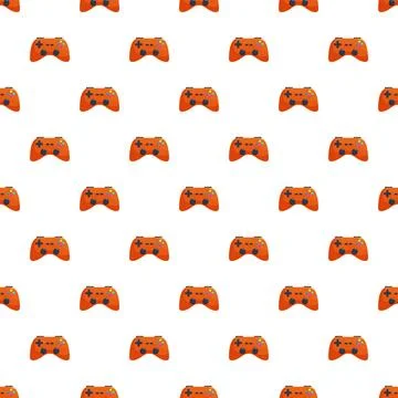 Orange game controllers seamless pattern for gaming design 库存插图