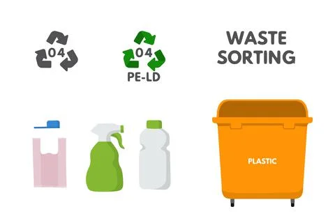 Orange garbage bin for plastic 04. Stock Illustration
