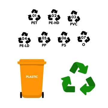 Orange garbage bin for plastic. Stock Illustration