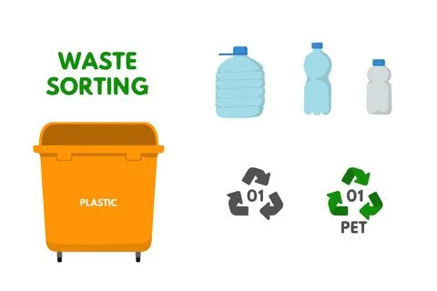 Orange garbage bin for plastic vector illustration. Illustrazione stock