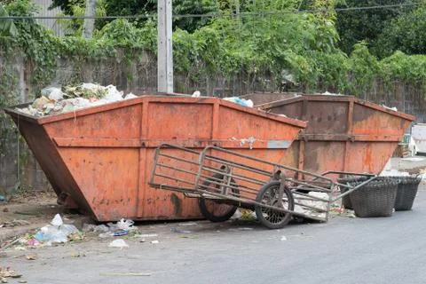 Orange garbage containers Stock Photos