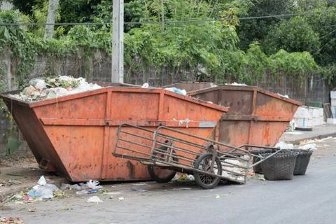 Orange garbage containers Stock Photos