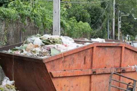 Orange garbage containers Foto stock