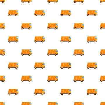 Orange garbage truck vector seamless pattern surface design 스톡 일러스트