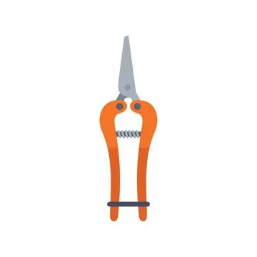 Orange garden secateurs for pruning branches in flat style Stock Illustration