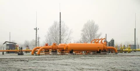 Orange gas pipe Stock Photos