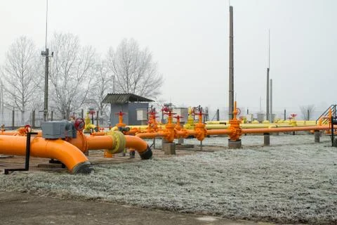 Orange gas pipe Stock Photos