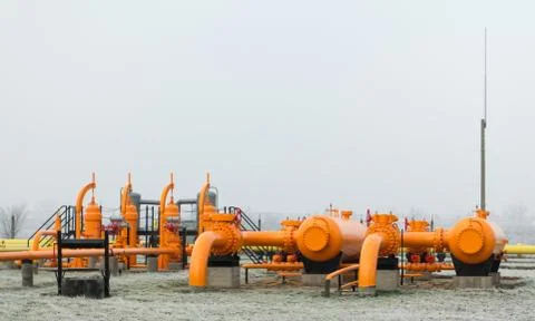 Orange gas pipe Stock Photos