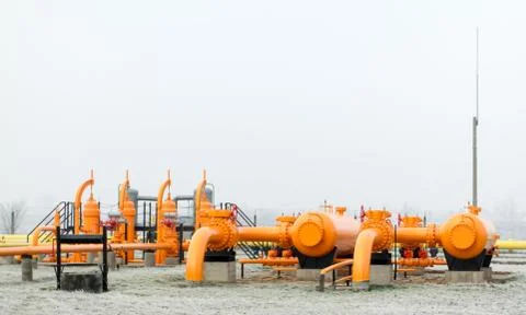 Orange gas pipe Stock Photos