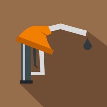 Orange gasoline pump nozzle icon, flat style Stock Illustration