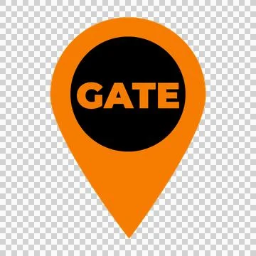 Orange Gate Location Pin Icon Isolated on Transparent Background Illustrazione stock